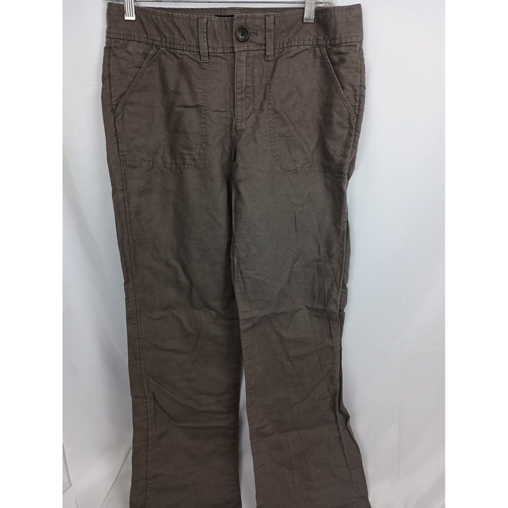 Banana Republic Linen Cotton Blend Trousers work casual Brown Size 6 Cargo Style
